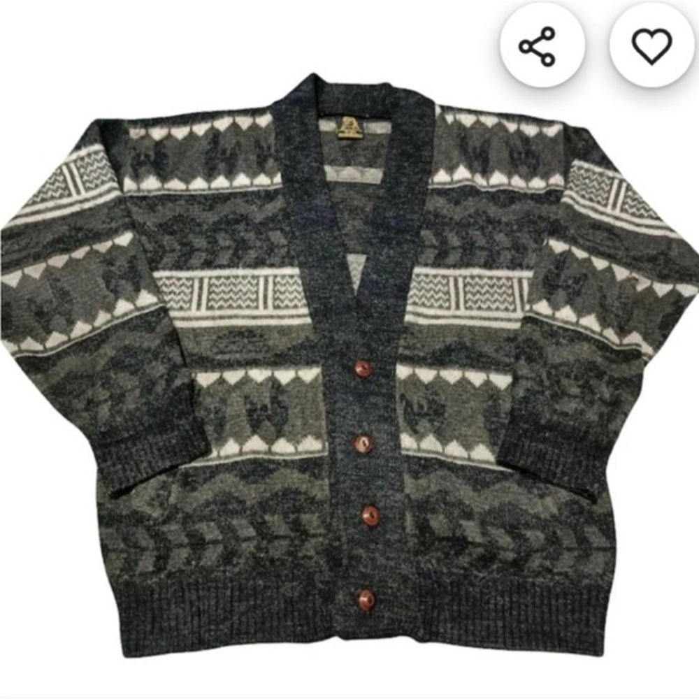 Vintage Tejidos Ruminahui Grey Wool Cardigan